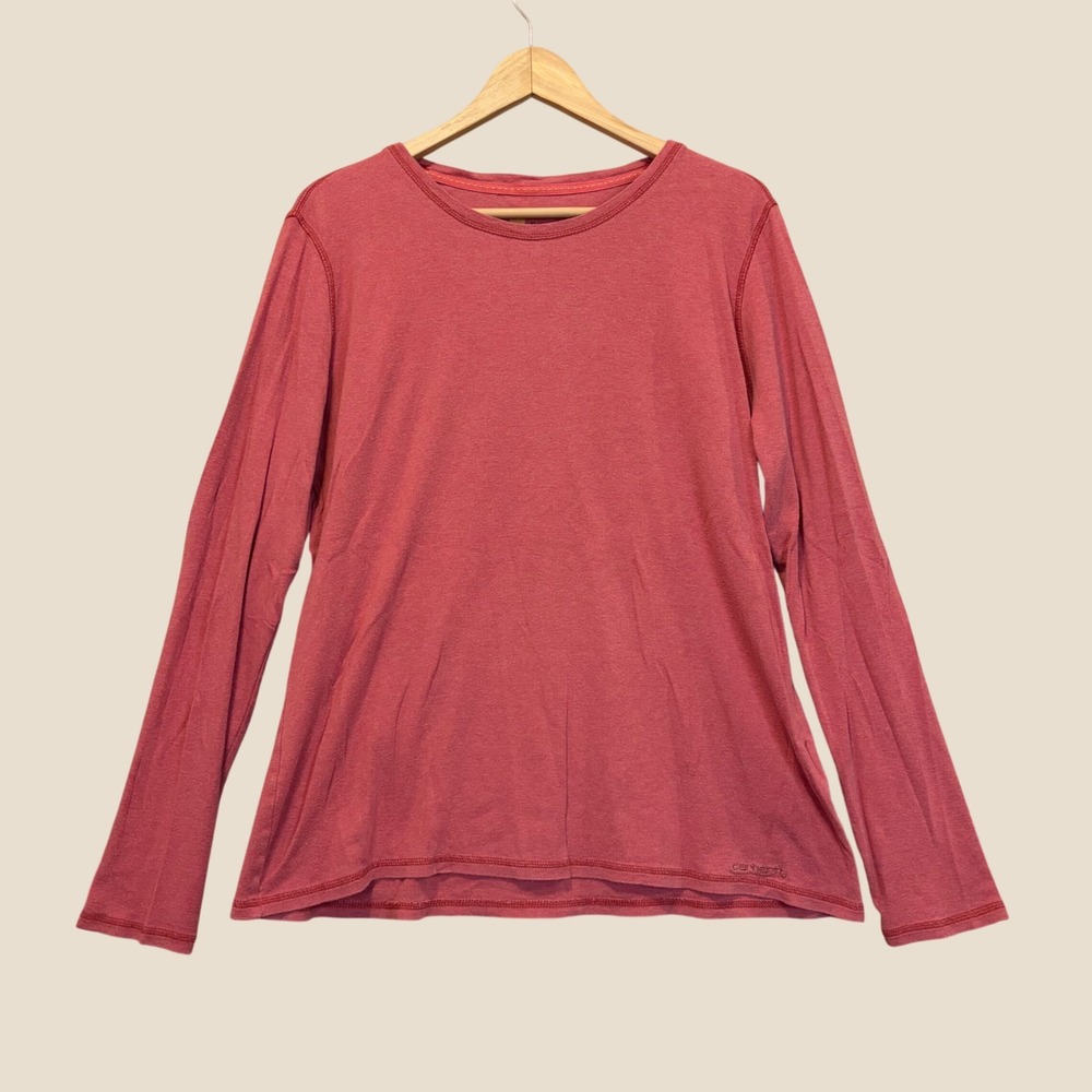 Carhartt Long Sleeve Tee Women XL Salmon Cotton Relaxed Workwear Casual Basics